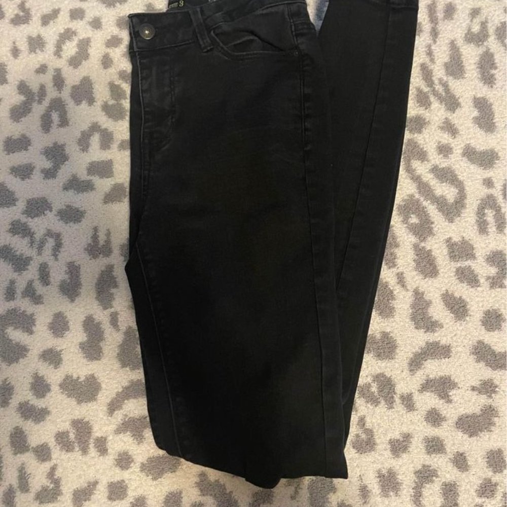 True Craft Mid Rise Distress Black Skinny Jeans